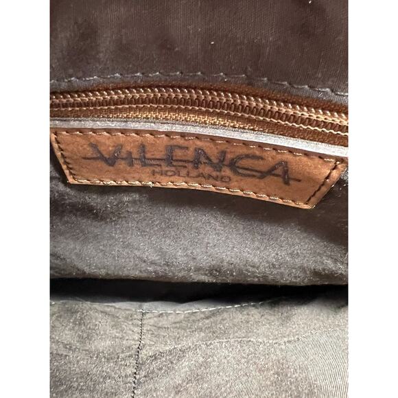 Vilenca Holland Backpack Distressed Leather Woven Trim TK 228 Cognac Brown NWT main image 15